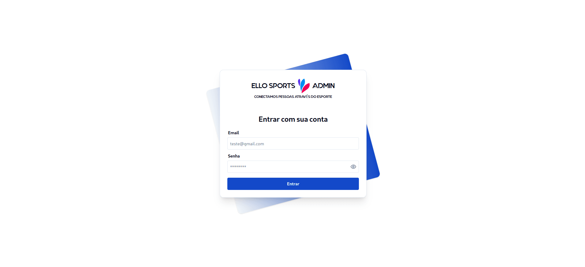 Imagem do login do Ello sports admin