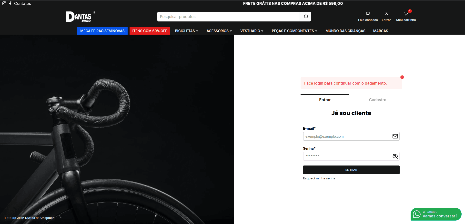 Imagem do login do Dantas Bikes Imagem do login do Dantas Bikes